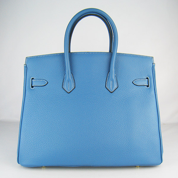 High Quality Fake Hermes 35CM Embossed Veins Leather Bag Bule 6089